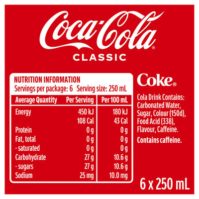 Coca Cola Classic Soft Drink Can 250mL Pack 6 | Liquorland
