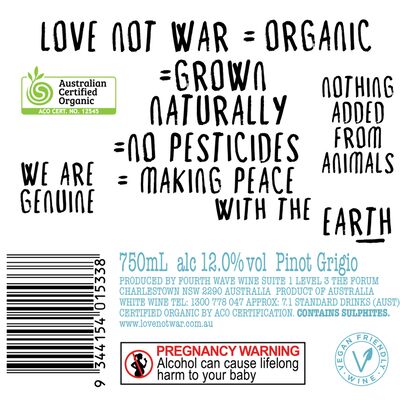 Love Not War Organic Pinot Grigio 750mL Each | undefined
