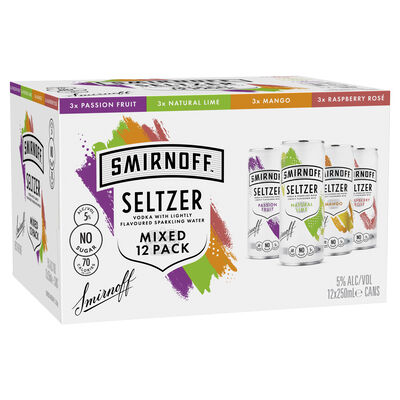 Smirnoff Seltzer Mixed Can 250mL Pack 12 | Liquorland