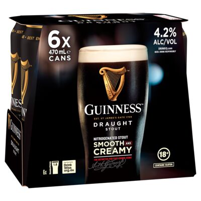 Guinness Draught Can 470mL Pack 6 | Liquorland