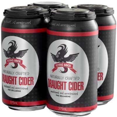 Flying Brick Draught Cider Can 375mL Pack 4 | Liquorland