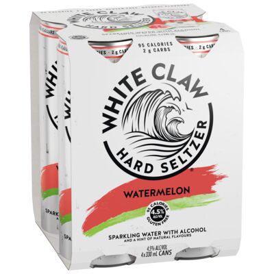 White Claw Hard Seltzer Watermelon 330mL Pack 4 | Liquorland