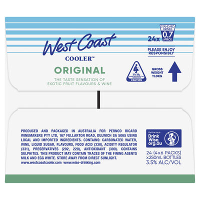West Coast Cooler Bottles 250mL Carton 24 | Liquorland