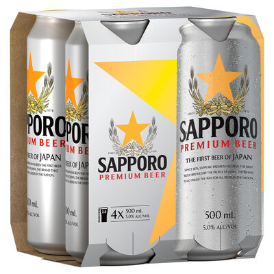 Sapporo Can 500mL Pack 4 | Liquorland