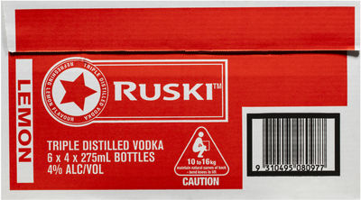 Ruski Lemon Bottle 275mL Carton 24 | Liquorland