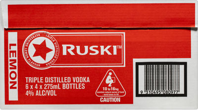 Ruski Lemon Bottle 275mL Carton 24 | Liquorland