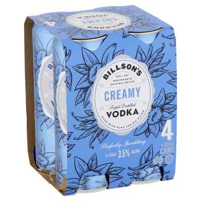 Billson S Creamy Soda Vodka Mixed Drink 355mL Pack 4 | Liquorland