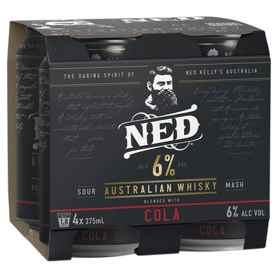 Ned Australian Whisky Cola Can 375mL Pack 4 | Liquorland