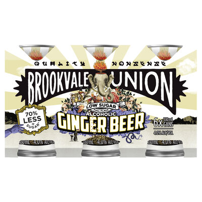 Brookvale Union Ginger Beer Low Sugar Can 330mL Pack 6 | Liquorland