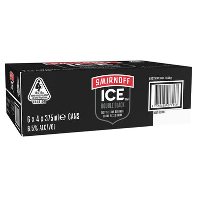 Smirnoff Ice Double Black Vodka Can 375mL Carton 24 | Liquorland
