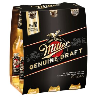 Miller Genuine Draft Bottle 330mL Pack 6 | Liquorland