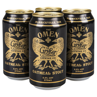 The Grifter Brewing Co The Omen Oatmeal Stout Can 375mL Pack 4 | Liquorland