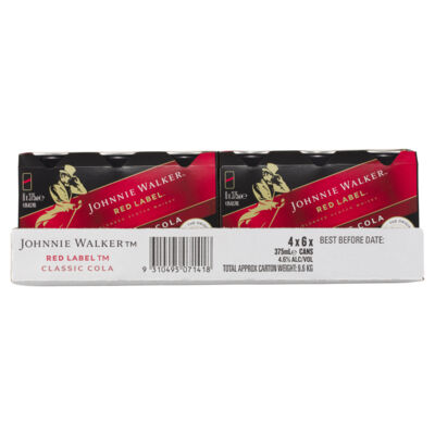 Johnnie Walker Red Cola Can 375mL Carton 24 | Liquorland