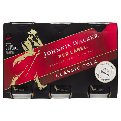 Johnnie Walker Red Cola Can 375mL Pack 6 | Liquorland