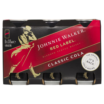 Johnnie Walker Red Cola Can 375mL Pack 6 | Liquorland