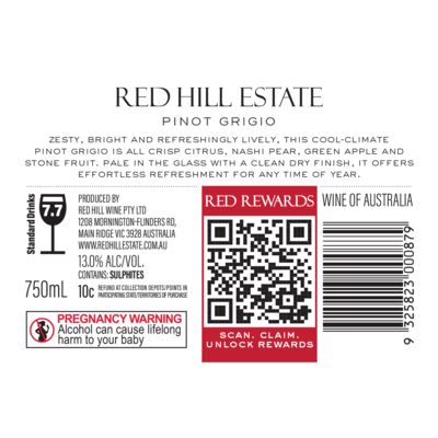 Red Hill Pinot Grigio 750mL Each | Liquorland