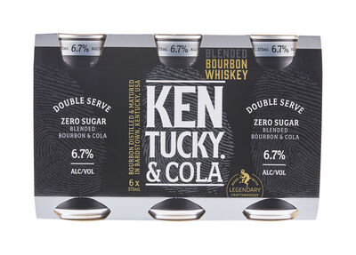 Kentucky Bourbon Double Serve Cola No Sugar Can 375mL Pack 6 | Liquorland