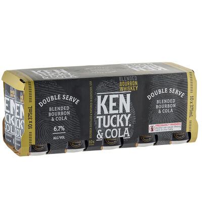 Kentucky Bourbon Double Serve Cola Can 375mL 10pk Pack 10 | Liquorland