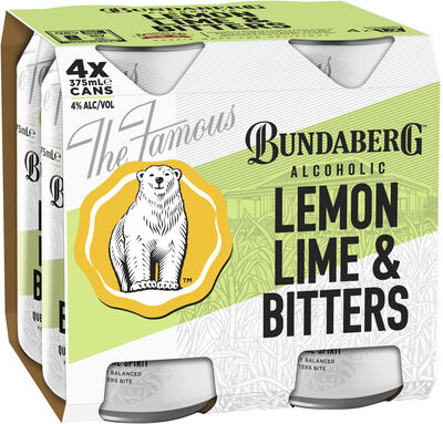 Bundaberg Alcoholic Lemon Lime Bitters Can 375mL Pack 4 | Liquorland