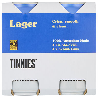 Tinnies Lager Can 375mL Pack 4 | Liquorland