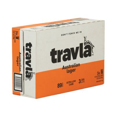 Travla Mid Strength Lager Can 375mL Carton 24 | Liquorland