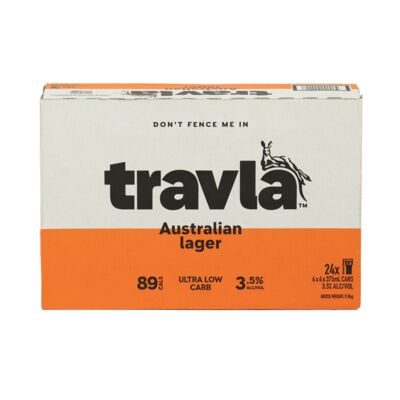 Travla Mid Strength Lager Can 375mL Carton 24 | Liquorland