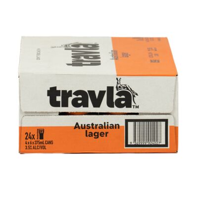 Travla Mid Strength Lager Can 375mL Carton 24 | Liquorland