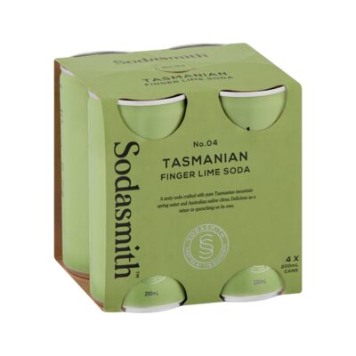Sodasmith Tasmanian Lime Soda Water Can 200mL Pack 4 | Liquorland