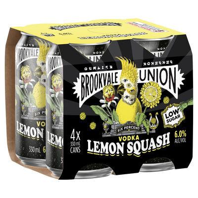 Brookvale Union Vodka Lemon Squash Can 330mL Pack 4 | Liquorland