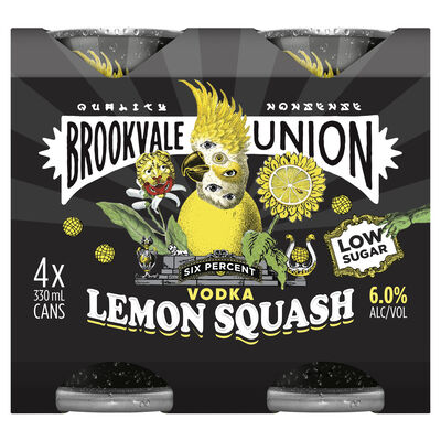 Brookvale Union Vodka Lemon Squash Can 330mL Pack 4 | Liquorland