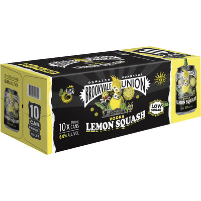 Brookvale Union Vodka Lemon Squash Can 330mL 10pk  Pack 10 | Liquorland