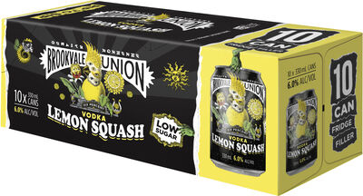 Brookvale Union Vodka Lemon Squash Can 330mL 10pk  Pack 10 | Liquorland