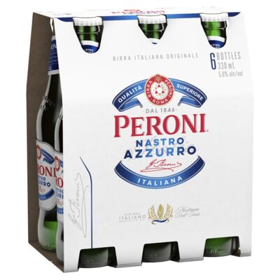 Peroni Nastro Azzurro 5 Bottle 330mL Pack 6 | Liquorland