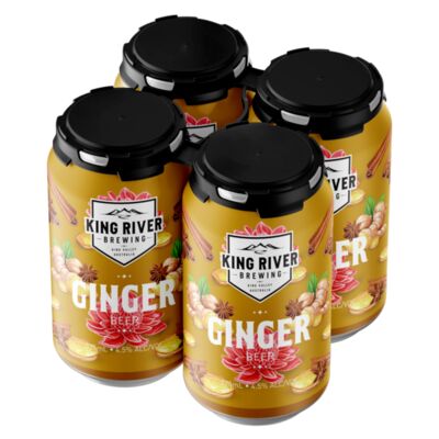 King River Ginger Beer Can 375mL Pack 4 | Liquorland