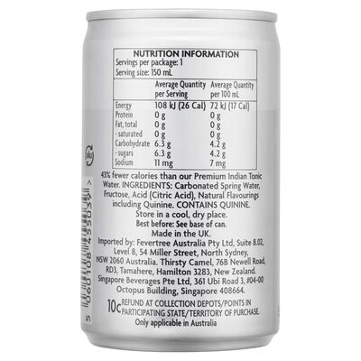 Fever Tree Mediterranean Light Tonic 8pk Can 150mL Each | Liquorland
