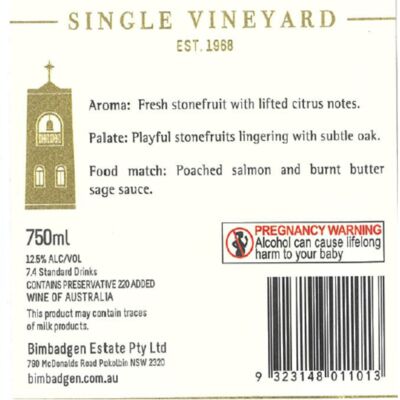 Bimbadgen Single Vineyard Palmers Lane Chardonnay 750mL Each | Liquorland
