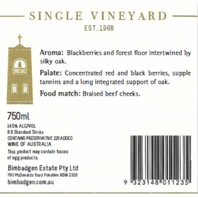 Bimbadgen Single Vineyard Mcdonalds Road Shiraz 750mL Each | Liquorland