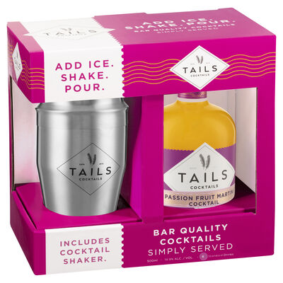 Tails Passionfruit Martini Cocktail 500mL Shaker Gift Pack Each | Liquorland
