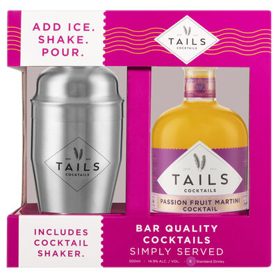 Tails Passionfruit Martini Cocktail 500mL Shaker Gift Pack Each | Liquorland