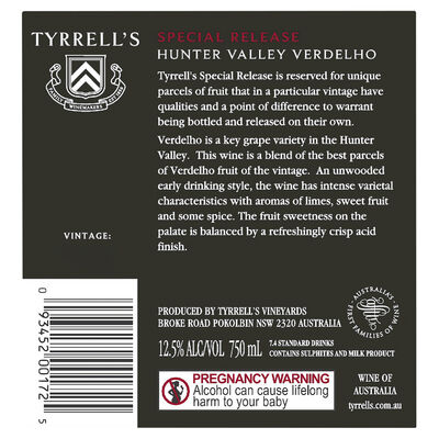 Tyrrell S Special Release Verdelho 750mL Each | Liquorland