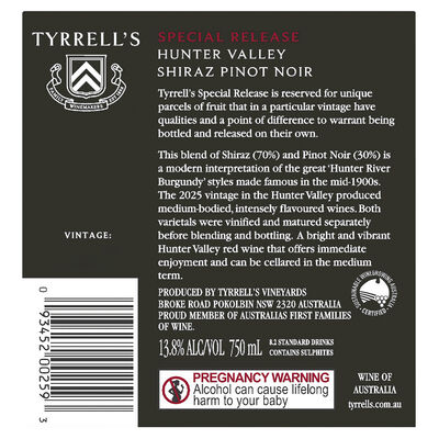 Tyrrell S Special Release Shiraz Pinot Noir 750mL Each | Liquorland