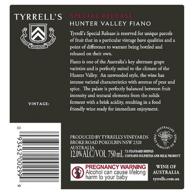 Tyrrell S Special Release Fiano 750mL Each | Liquorland