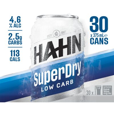 Hahn Super Dry Block Can 375mL Pack 30 | Liquorland