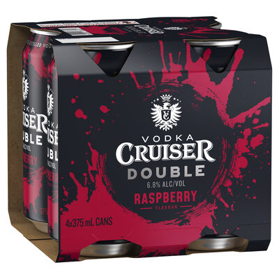 Vodka Cruiser Double Raspberry Can 375mL Pack 4 | Liquorland