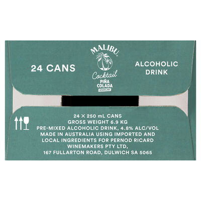Malibu Cocktails Pina Colada Can 250mL Carton 24 | Liquorland