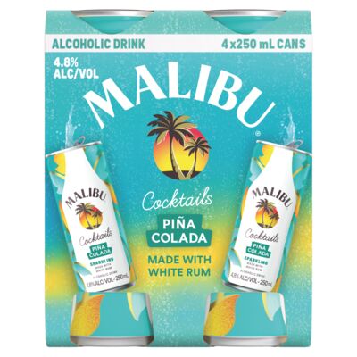 Malibu Cocktails Pina Colada Can 250mL Pack 4 | Liquorland