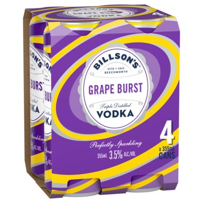 Billson S Grape Burst Vodka Mixed Drink Can 355mL Pack 4 | Liquorland