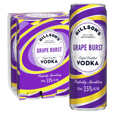 Billson S Grape Burst Vodka Mixed Drink Can 355mL Pack 4 | Liquorland