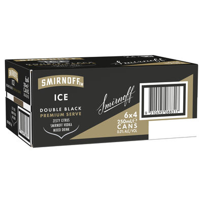 Smirnoff Ice Double Black 8 Can 250mL Carton 24 | Liquorland