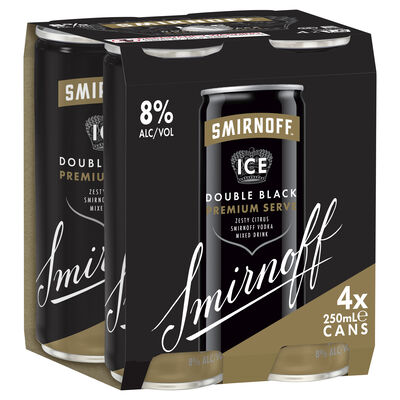 Smirnoff Ice Double Black 8 Can 250mL Pack 4 | Liquorland